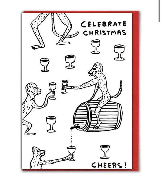 "Cheers " Julkort, av David Shrigley