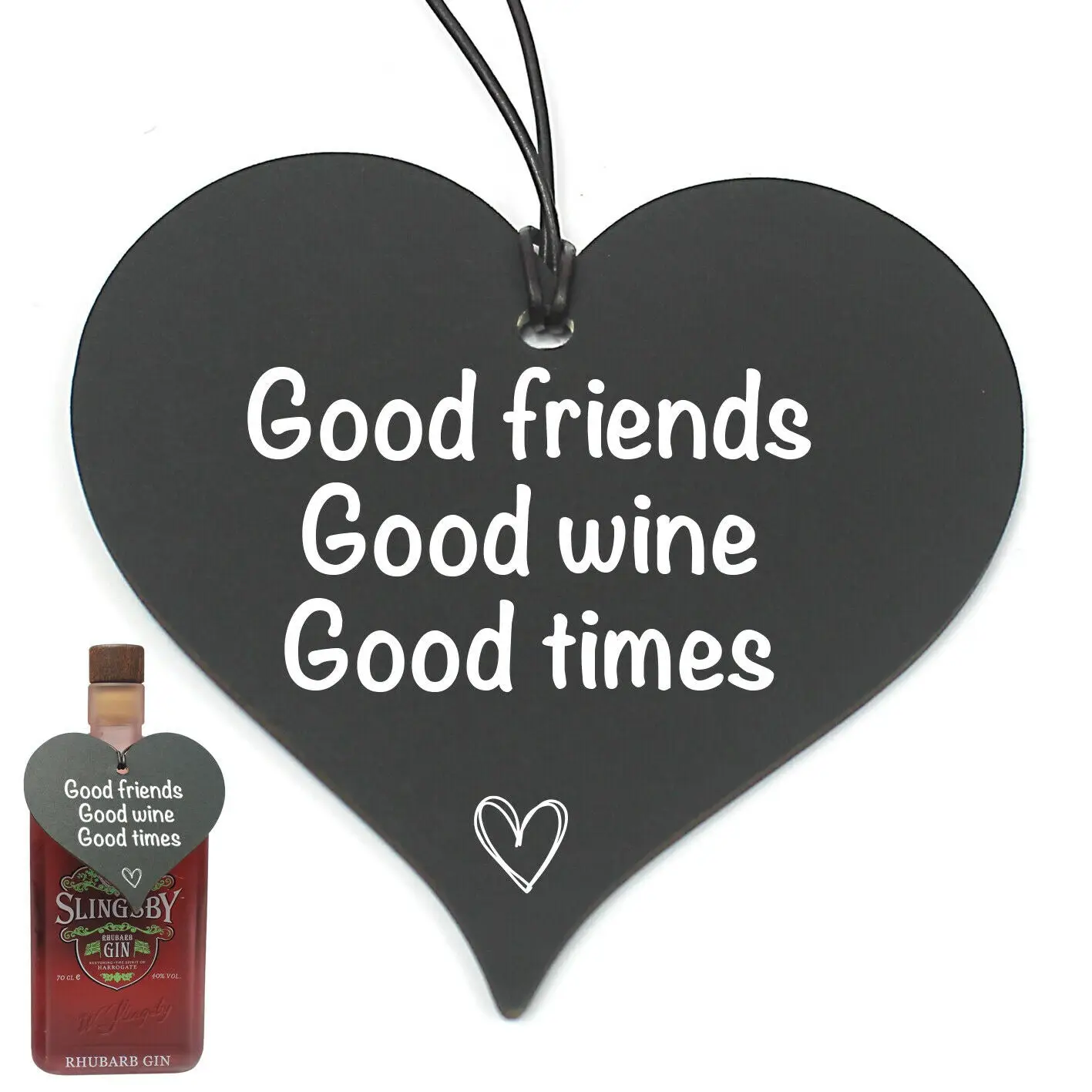 Trähjärta "Good friends, good wine, good times"